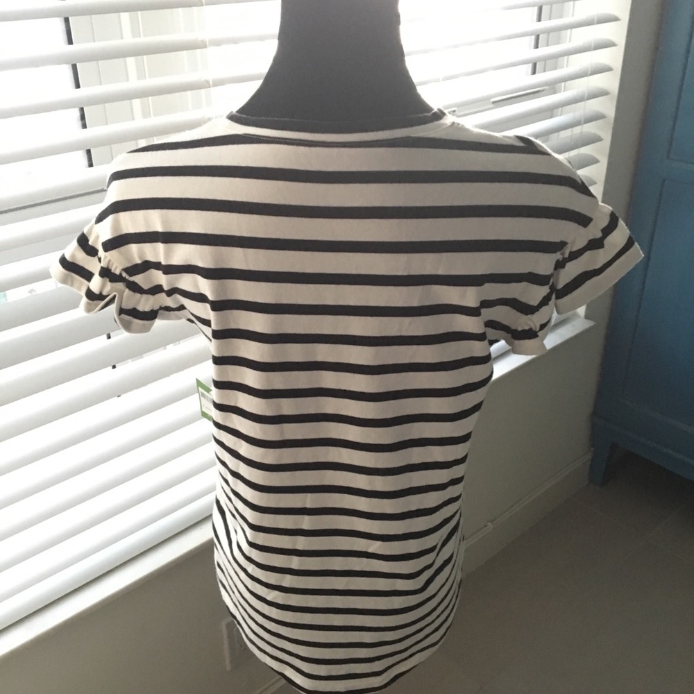 Kate Spade ♠️ Embroidered Floral Stripe Ruffle Tee - Picture 5 of 7